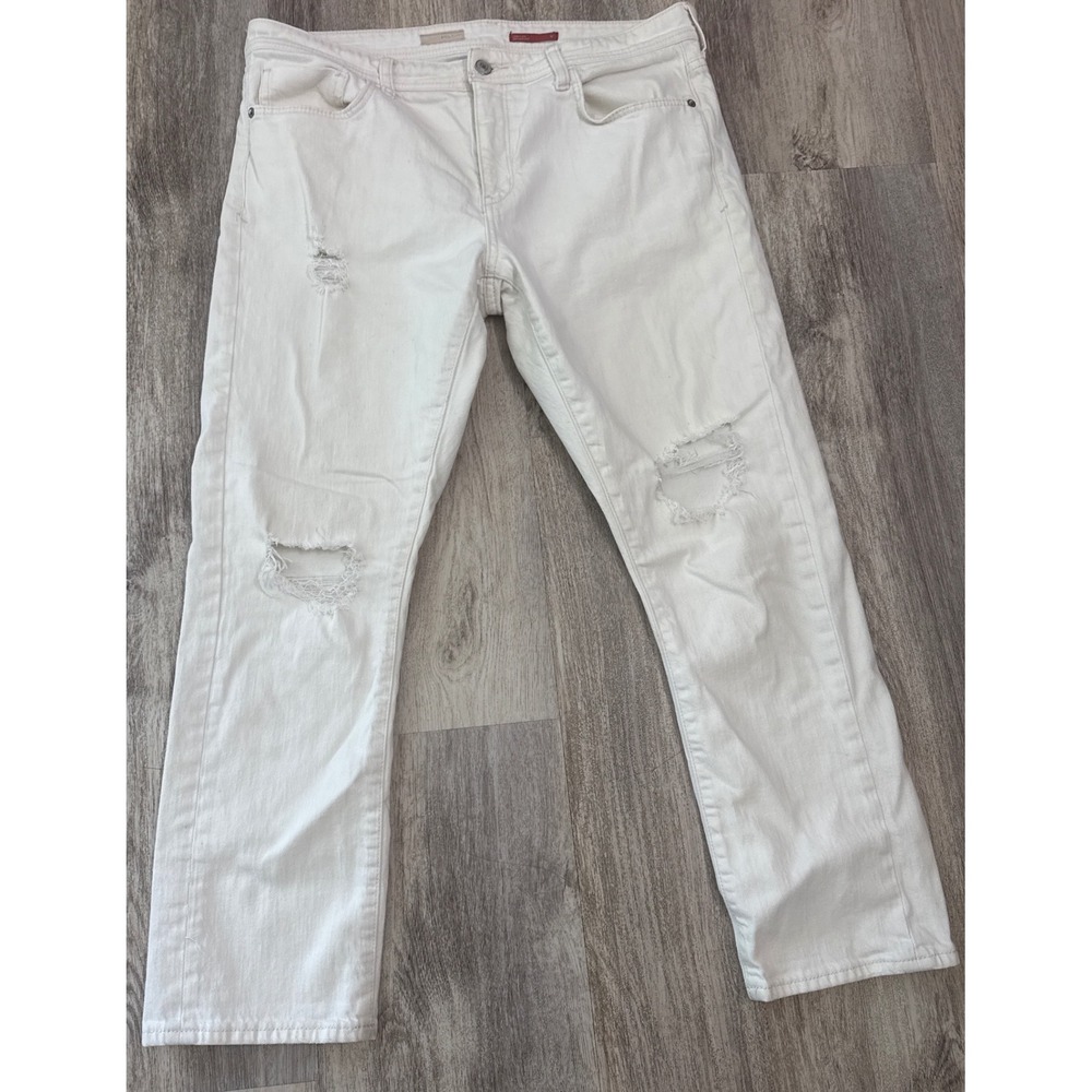 Pilcro and the Letterpress White Distressed Straight Leg‎ Jeans Womens Size 32